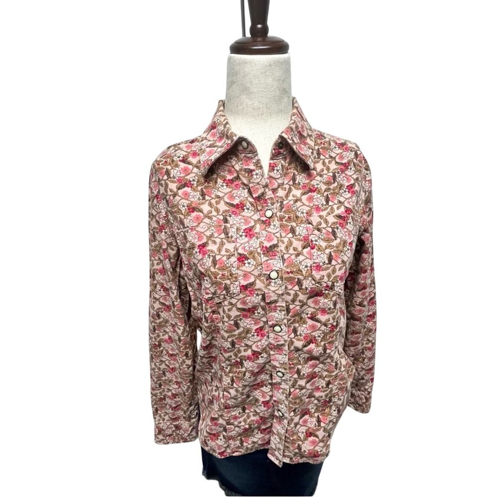 Vintage 90s Liz Claiborne Corduroy Jacket Lightweight Velvet Floral Women's S